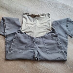 Maternity Tapered Ankle Cargo Style Gray Pant
